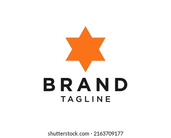 Star-Logo. Orange Geometric Shape Star von David einzeln auf weißem Hintergrund. Flaches Vektor Illustration Design Template Element.