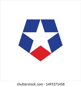 Star Logo. Pentagon Symbol. Icon Vector. 