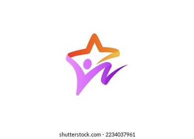 Star logo with person shape in yellow and purple color gradient