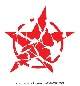 The star logo is placed on a circle with a red cracked texture.