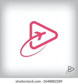 Star logo with play sign around it. Unique design identity. Geometric flat logo template.