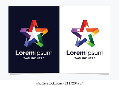star logo with ribbon concept