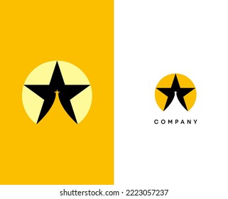 Star Logo. Rising star icon. Line Style Can be used for Business and Brand Logos. Flat Vector Logo Design Template Element.