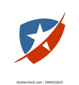 Logo de Star una estrella y plantilla de logotipo de escudo