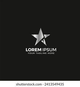 Star logo Silver, elegant, with black background color