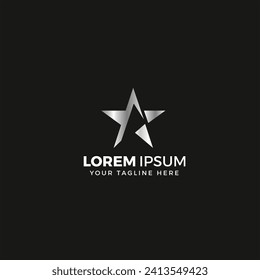 Logotipo estrella Plata, ilustración vectorial, elegante, con color de fondo negro