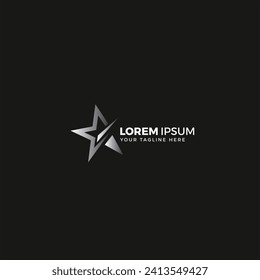 Star logo Silver, vector illustration, elegant, with black background color