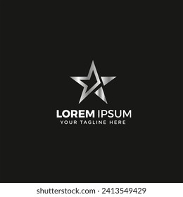 Star logo Silver, vector illustration, elegant, with black background color