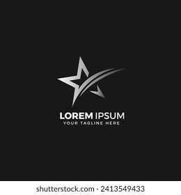 Star logo Silver, vector illustration, elegant, with black background color
