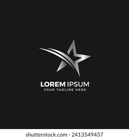 Logotipo estrella Plata, ilustración vectorial, elegante, con color de fondo negro
