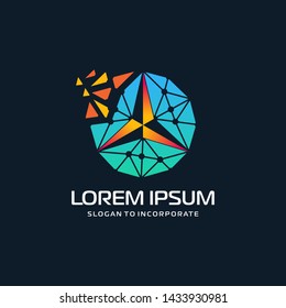 star Logo with technology concept. Abstract network connection, Line Connect Dots Tech Logo. vector globe technology and digital concept - Vector 
