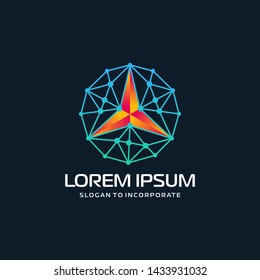 star Logo with technology concept. Abstract network connection, Line Connect Dots Tech Logo. vector globe technology and digital concept - Vector 