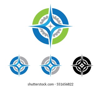 Star Logo Template with Gear vector illustration