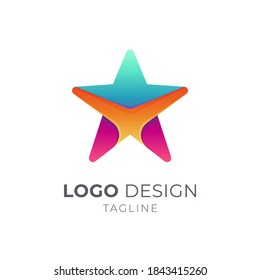 Star logo template with modern 3d concept in multiple color