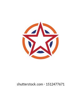 Star Logo Template vector icon illustration design. Abstract circle color creative sign, symbol with 5 parts. - Vector