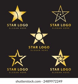 Star logo template vector icon illustration design. Golden star logo icon.
