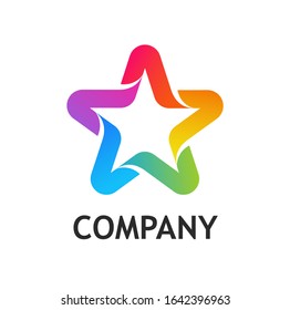 Star logo vector Colorful illustration on white isolated. Business Logotype for Creative Studio or Education Social Event.
