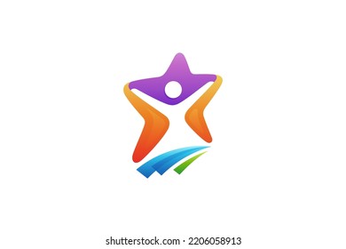 Star logo vector with people shape inside, educational and success symbols
