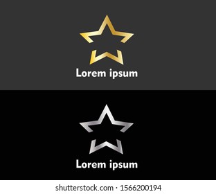 Star logo vector with sliver and gold color. Icon illustration