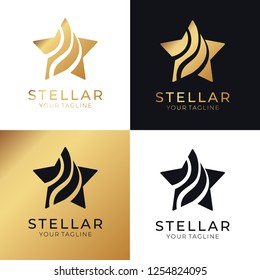 Star logo vector. Universal abstract logo with a star symbol for any business. Star sign - a leader, success and power. Vector illustration eps 10.