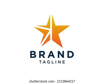 Logo de Star. Forma de estrella geométrica roja amarilla con espacio negativo en el interior aislado en fondo blanco. Usable para logotipos de empresas y marcas. Elemento de plantilla de diseño de logotipo de vectores planos