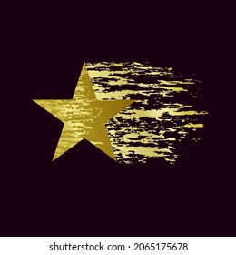 Star logotype concept. Isolated abstract graphic design template. Gold decoration. Celebrating decorative congratulating advertising brushing style star shape. Awards icon. 1st place burning symbol.