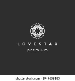 Star Love Line Modern Logo Icon Design Vector Illustration on black background