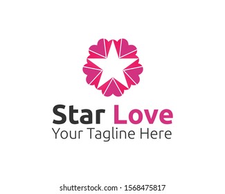 Star Love Negative Space Logo Design