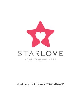 Ilustración vectorial del logotipo del espacio negativo de Star Love
