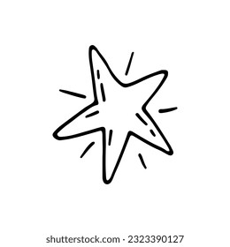 Estrella, cuerpo celestial luminoso. Astronomía. Espacio. Doodle. Ilustración vectorial. Dibujado a mano. Esquema.