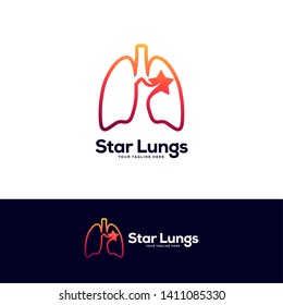 star lungs logo designs template, human lungs design vector, respiratory system logo designs