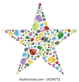 star made with color rounded rocks