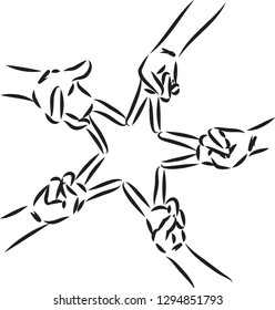 STAR MADE OF FINGERS FIGURE VECTOR ILLUSTRATION