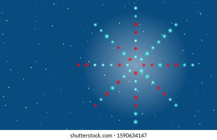 A star made from technological lines. Big data innovation technology. Blockchain network analysis. Ai tech futuristic wireframe. Artificial intelligence. Vector illustration on blue background