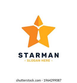Star man logo design template. Tie and star logo combination. Concept of success, innovation, idea, growth, etc.