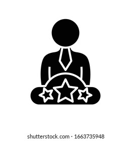 Star manager black icon, concept illustration, vector flat symbol, glyph sign.