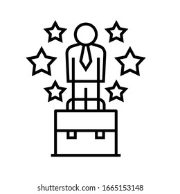 Sternenmanager-Liniensymbol, Concept-Zeichen, Umriss-Vektorillustration, Linearsymbol.