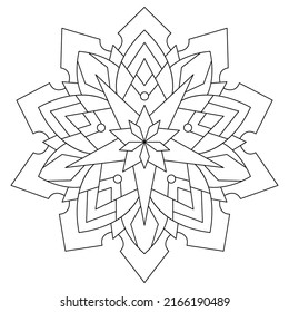 Star mandala coloring page. Printable mandala with decorated star symbol coloring book for adults