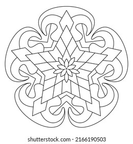 Página de coloreado de Star Mandala. Mandala imprimible con el libro de colorear con símbolo de estrella decorado para adultos
