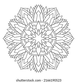 Página de coloreado de Star Mandala. Mandala imprimible con el libro de colorear con símbolo de estrella decorado para adultos