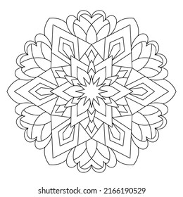 Página de coloreado de Star Mandala. Mandala imprimible con el libro de colorear con símbolo de estrella decorado para adultos
