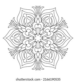 Star mandala coloring page. Printable mandala with decorated star symbol coloring book for adults