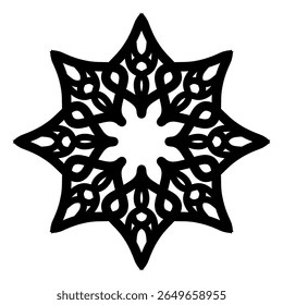 Star Mandala Line Art Vector – Geometric Abstract Pattern for Coloring and Design