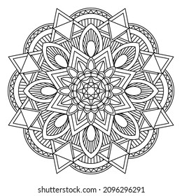 Star Mandala Linie, die gut zum Färben der Seite für Erwachsene