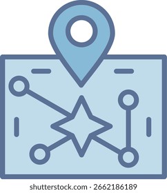 Icono de tono azul lleno de mapa de estrellas