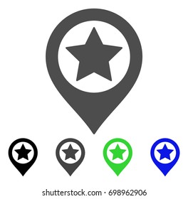 Star Map Marker flat vector icon. Colored star map marker, gray, black, blue, green pictogram versions. Flat icon style for graphic design.