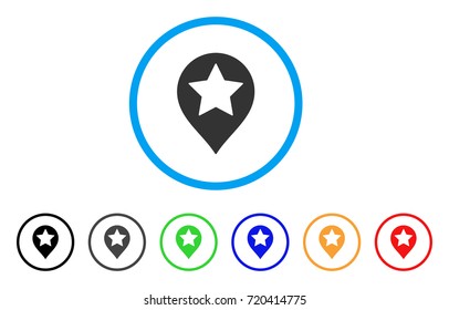 Star Map Marker rounded icon. Style is a flat star map marker grey symbol inside light blue circle with black, gray, green, blue, red, orange variants. Vector designed for web and software interfaces.