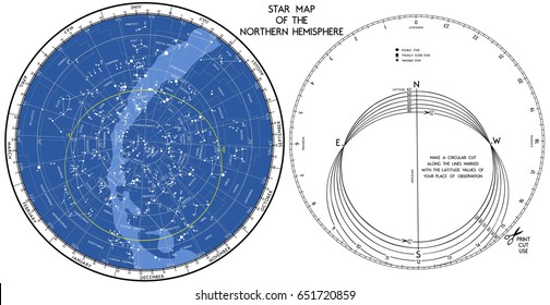 Star map. The search mobile map of the starry sky of the northern hemisphere. Works in a wide range of geographical latitudes.