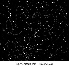 Star Map Vector Seamless Pattern. Constellations
