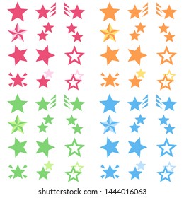 Star mark 4 color set 1 (pink, orange, green and blue)